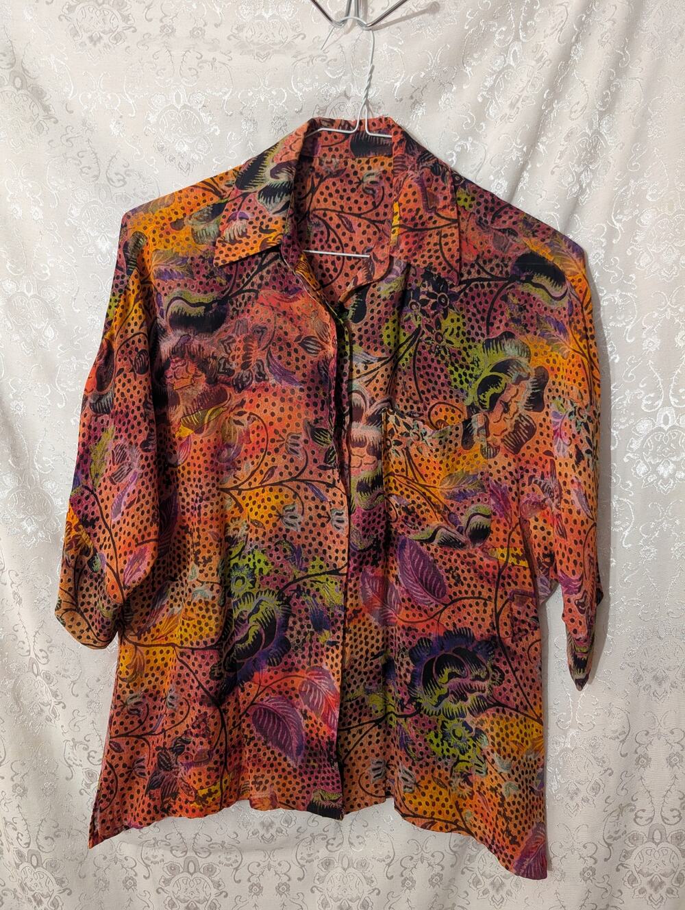 Peruvian Connection Taormina Viscose Floral Button Down Shirt Blouse